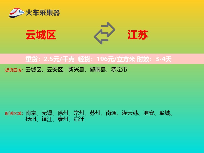 云城区到江苏长途搬家