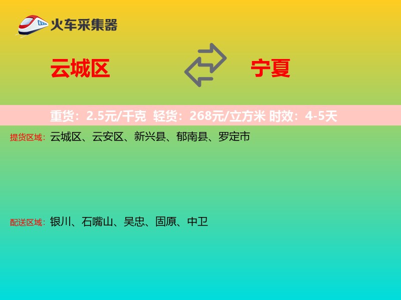 云城区到宁夏长途搬家