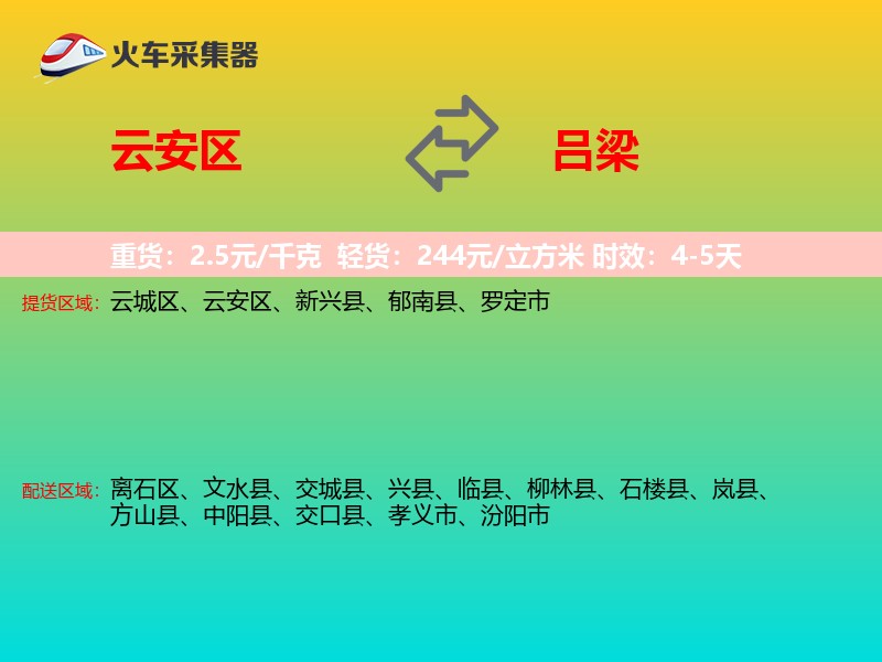 云安区到吕梁物流专线