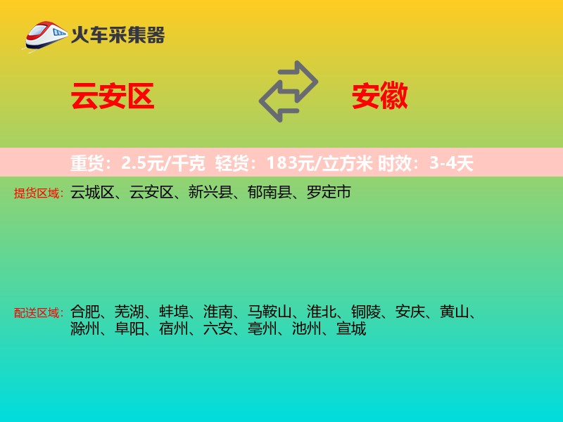 云安区到安徽物流专线