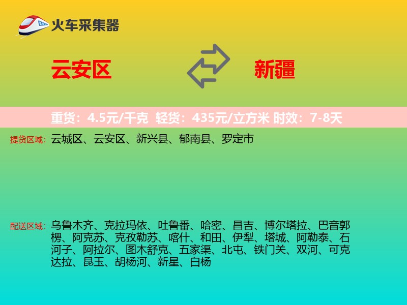 云安区到新疆物流专线