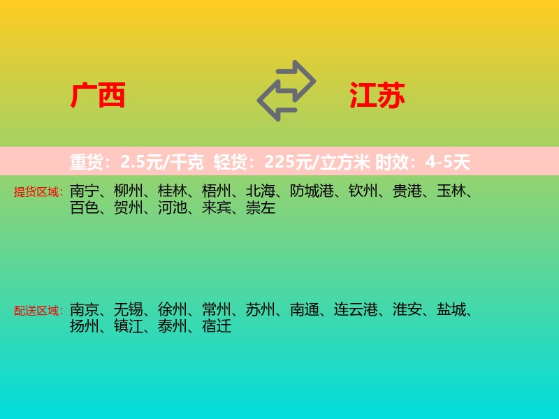 广西到江苏长途搬家