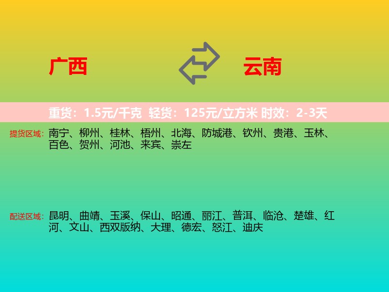 广西到云南长途搬家