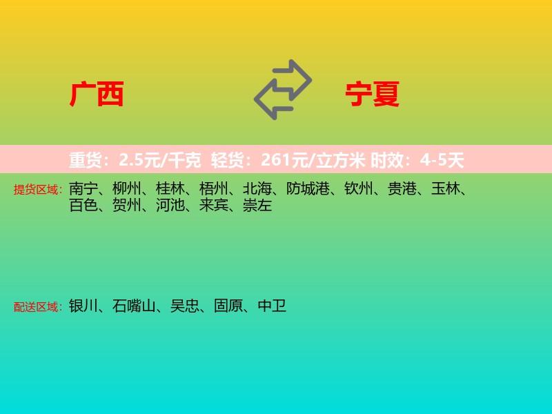广西到宁夏长途搬家