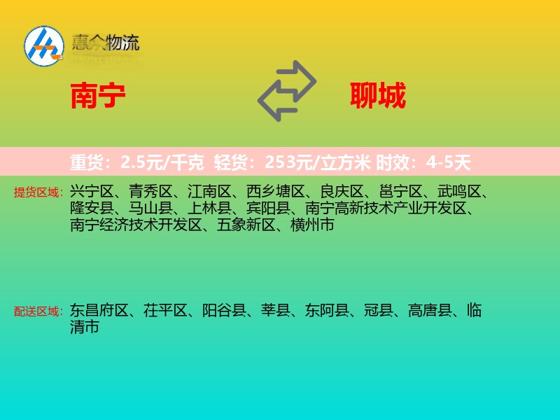 南宁到聊城物流专线价格时效