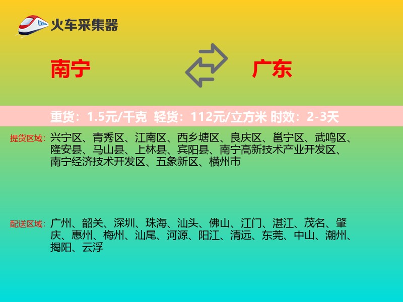 南宁到广东物流专线