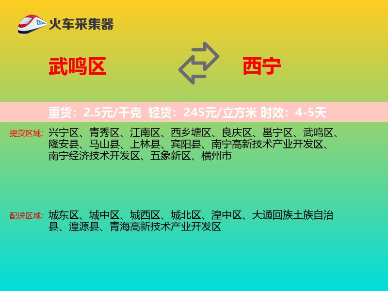 武鸣区到西宁物流专线