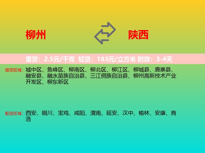 柳州到陕西长途搬家