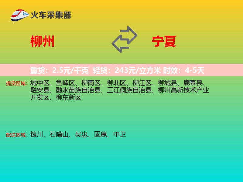 柳州到宁夏物流专线