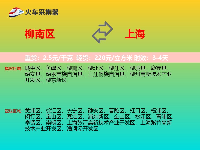 柳南区到上海物流专线