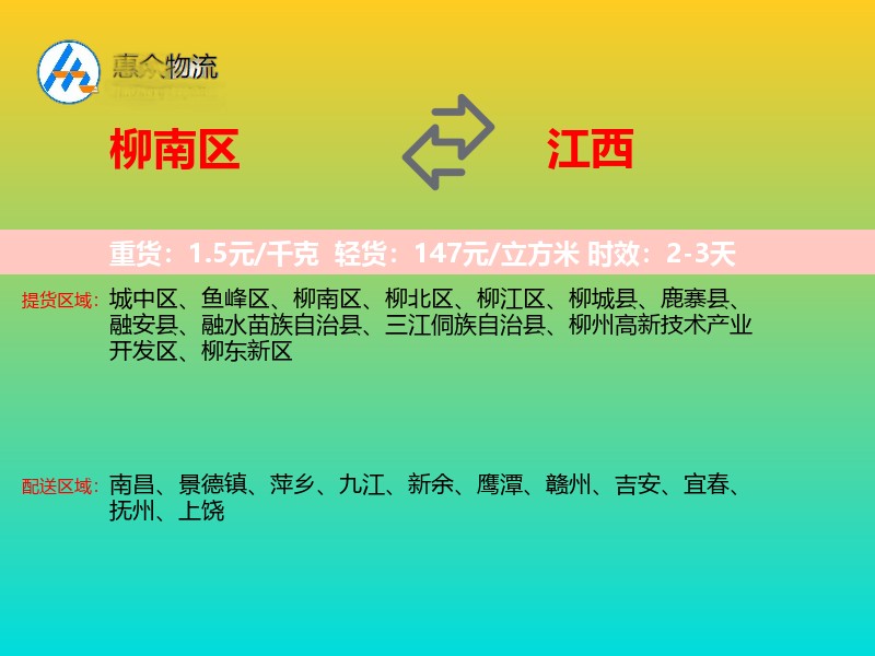 柳南区到江西物流专线