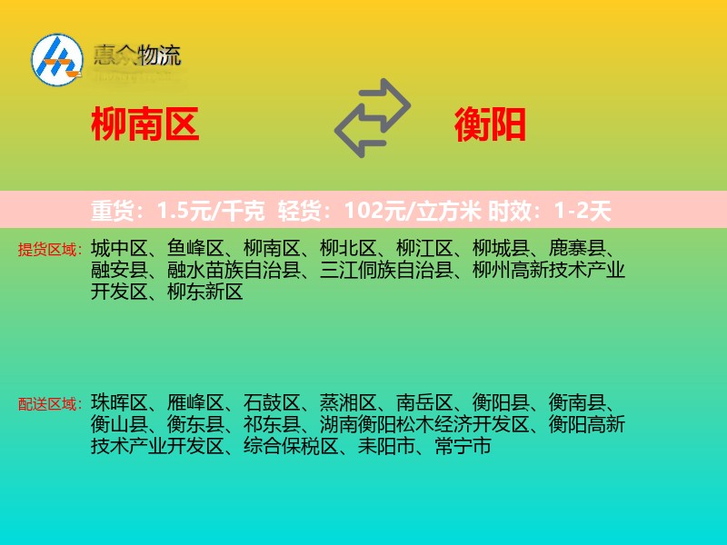 柳南区到衡阳物流专线