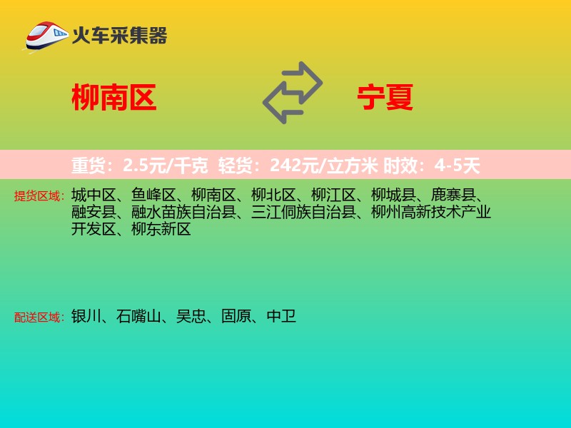 柳南区到宁夏物流专线