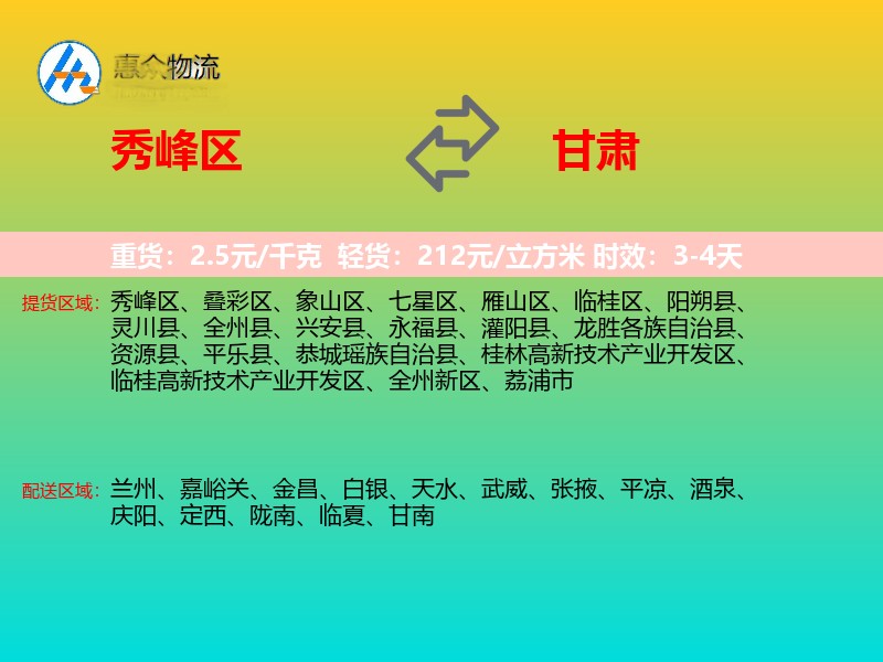 秀峰区到甘肃长途搬家