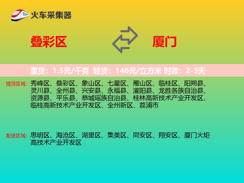 叠彩区到厦门物流专线