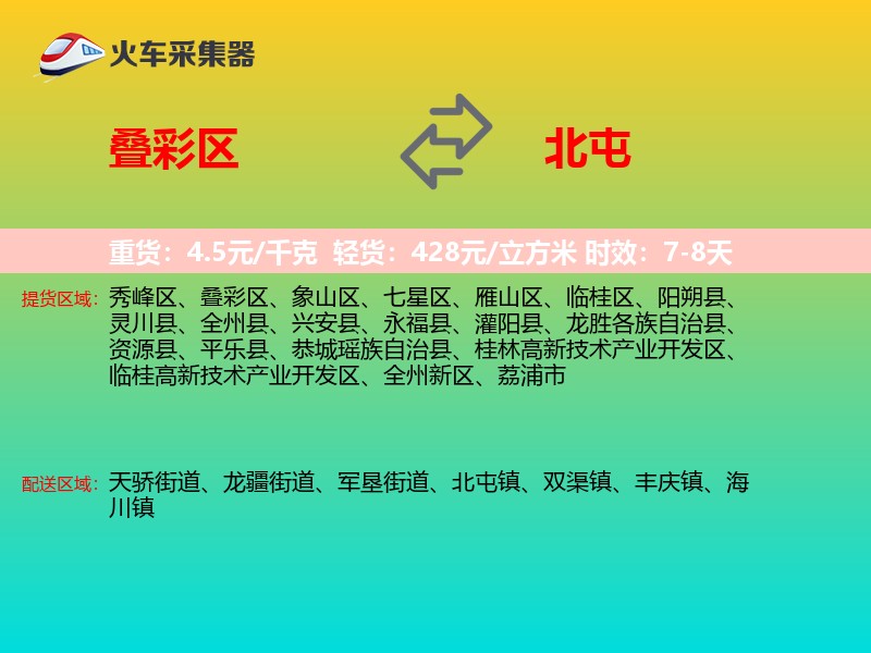 叠彩区到北屯物流专线
