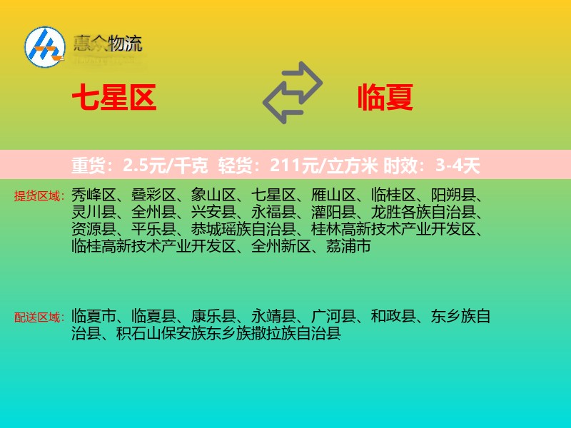 七星区到临夏物流专线