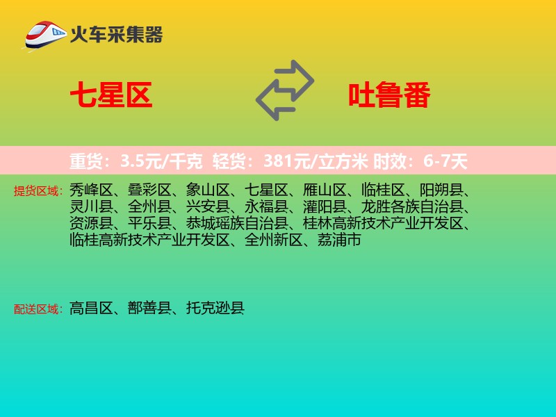 七星区到吐鲁番物流专线