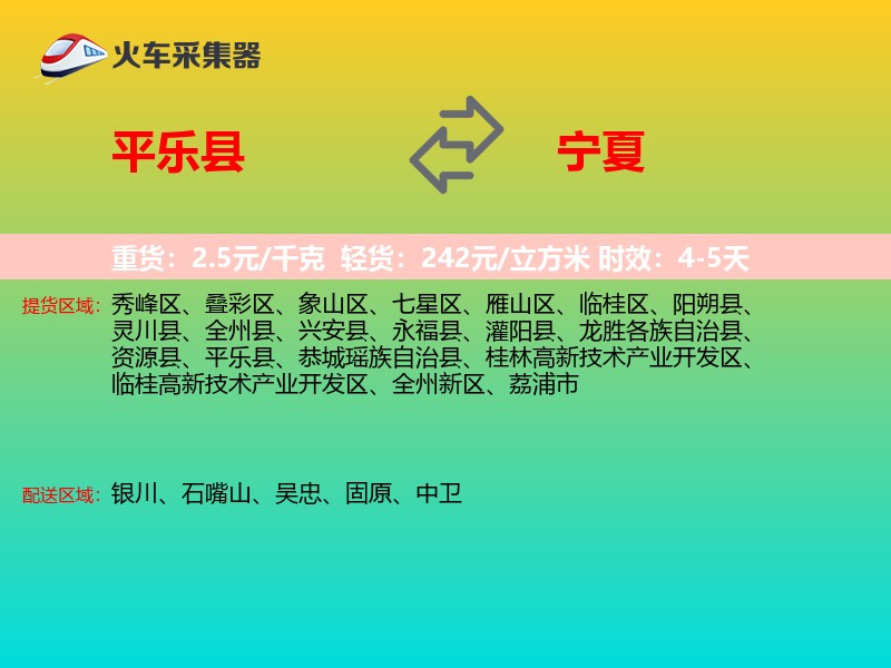 平乐县到宁夏轿车托运