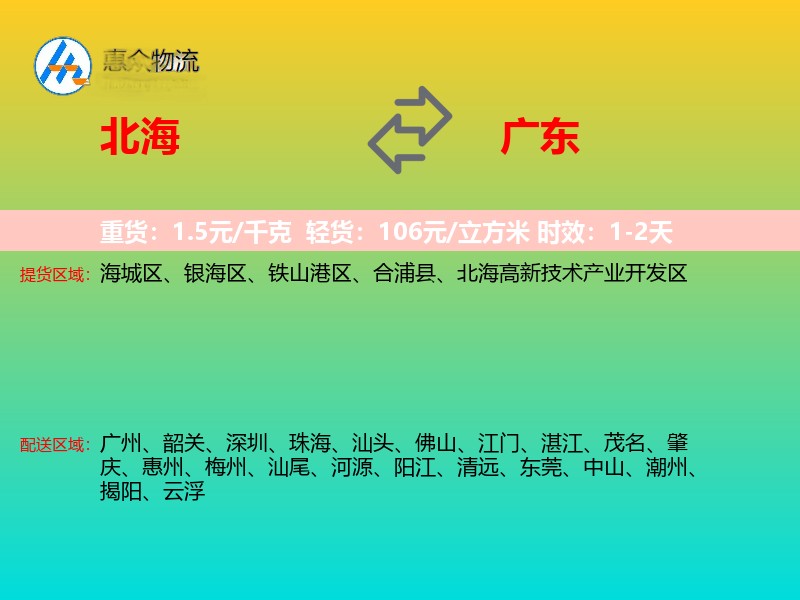北海到广东轿车托运