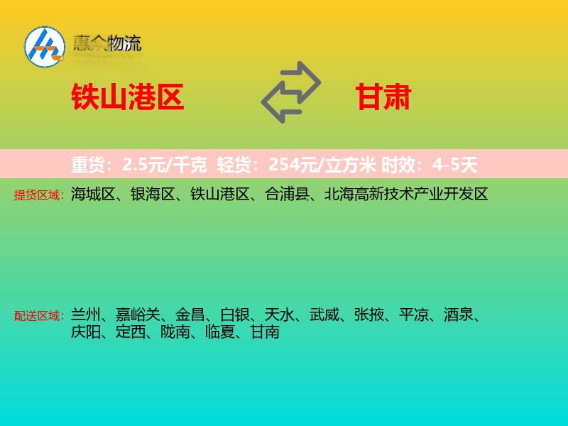 铁山港区到甘肃长途搬家