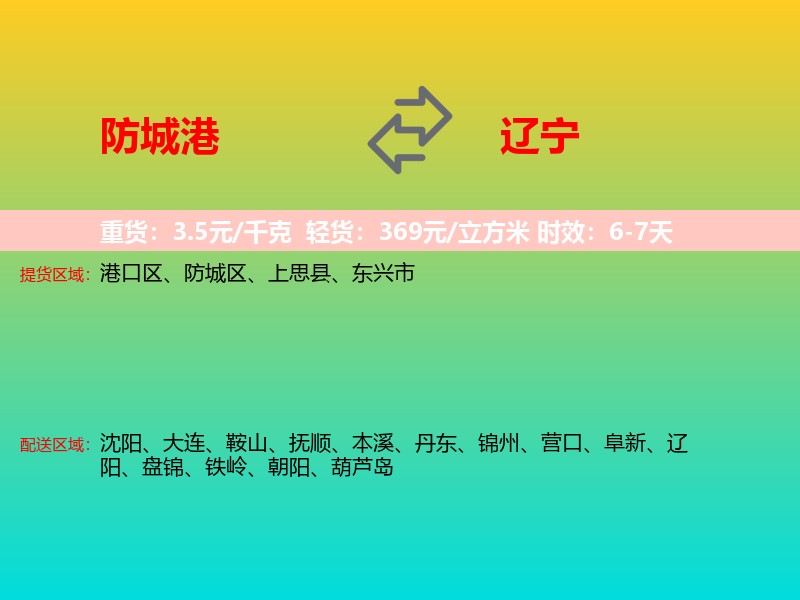 防城港到辽宁长途搬家