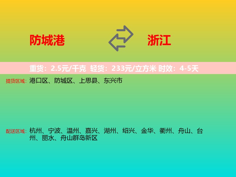 防城港到浙江长途搬家