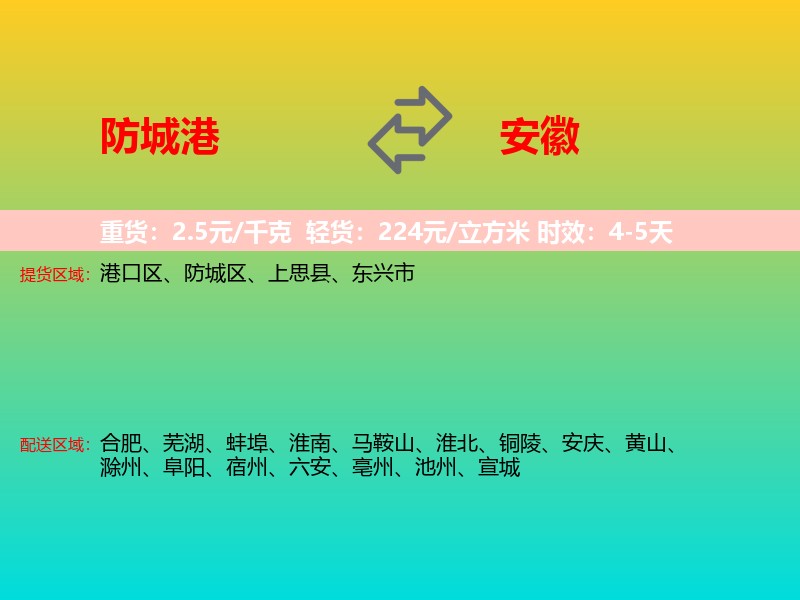 防城港到安徽长途搬家