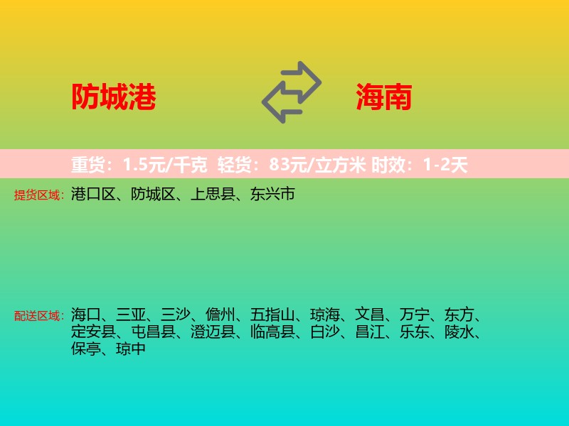 防城港到海南长途搬家