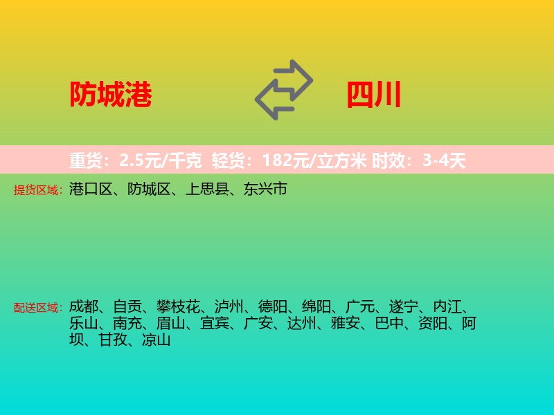 防城港到四川长途搬家