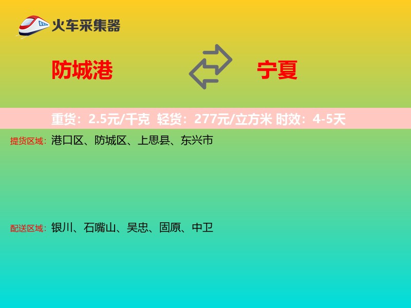 防城港到宁夏物流专线