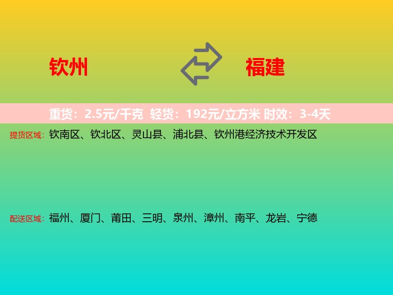 钦州到福建长途搬家