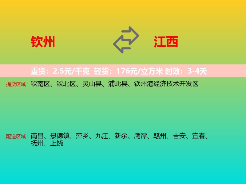 钦州到江西长途搬家