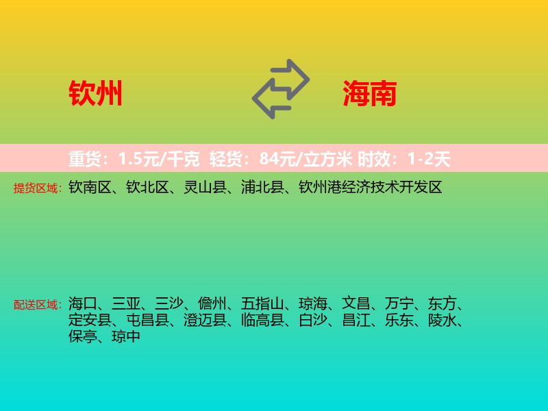 钦州到海南长途搬家