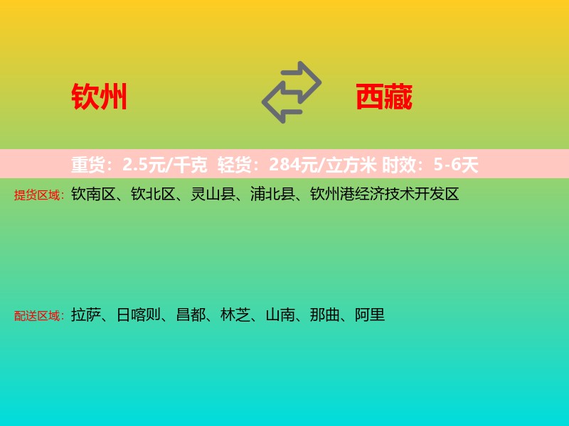 钦州到西藏长途搬家