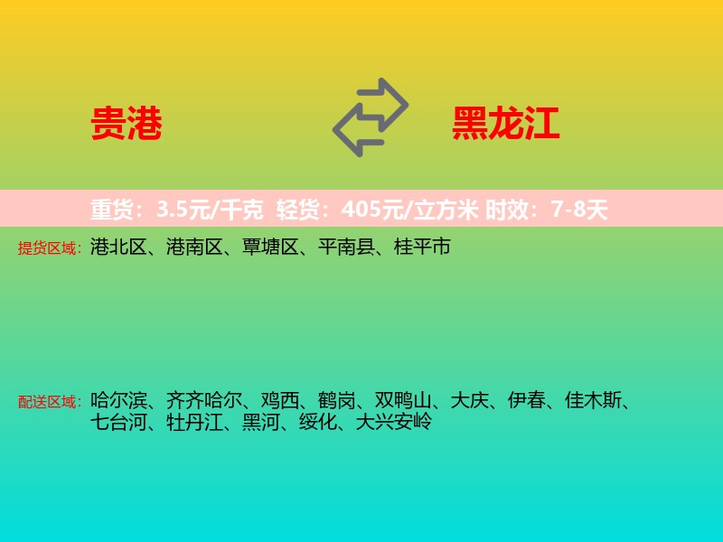 贵港到黑龙江长途搬家