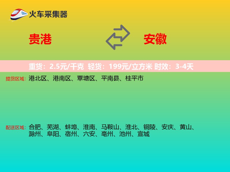 贵港到安徽物流专线