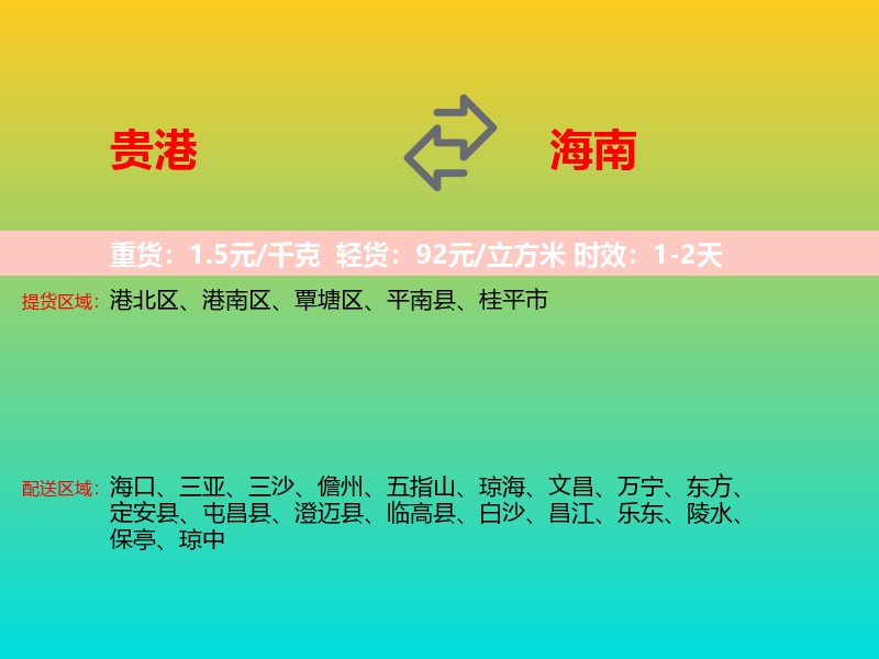 贵港到海南长途搬家