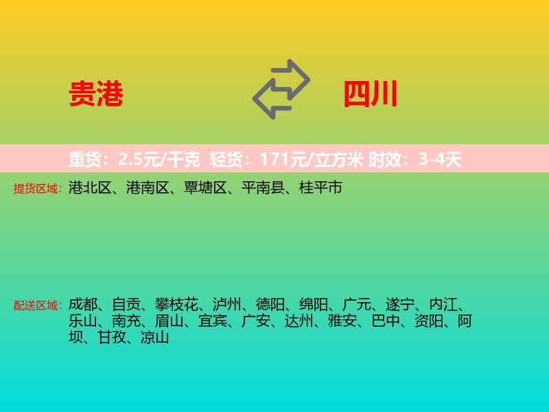 贵港到四川长途搬家