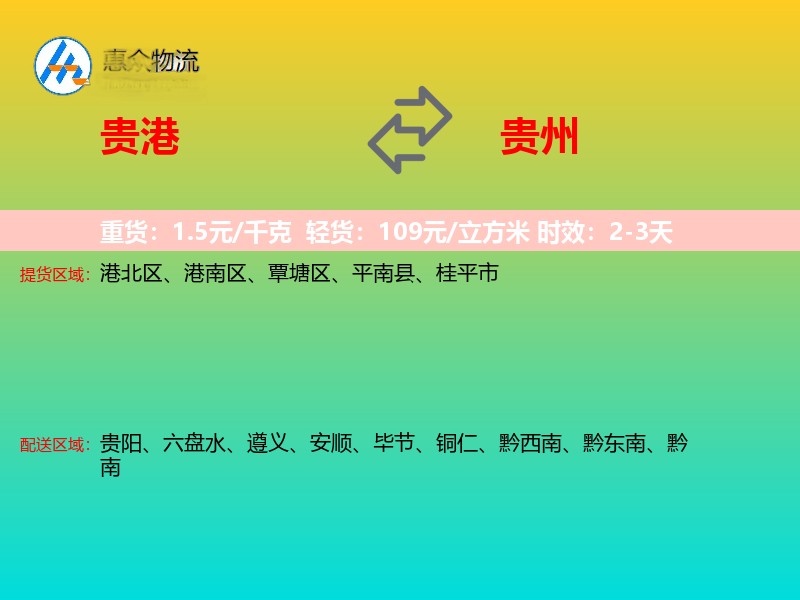贵港到贵州物流专线