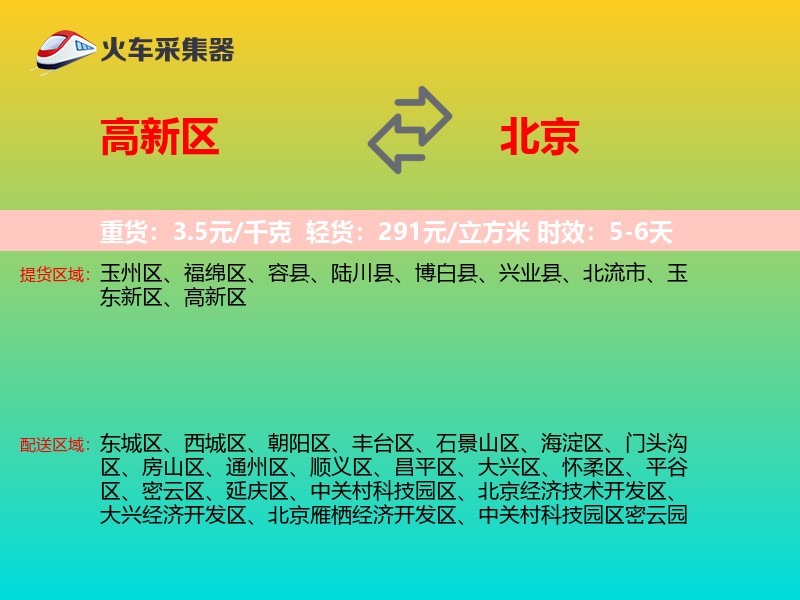 高新区到北京物流专线