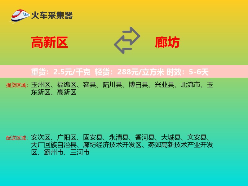 高新区到廊坊物流专线