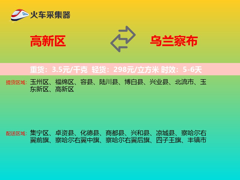 高新区到乌兰察布物流专线