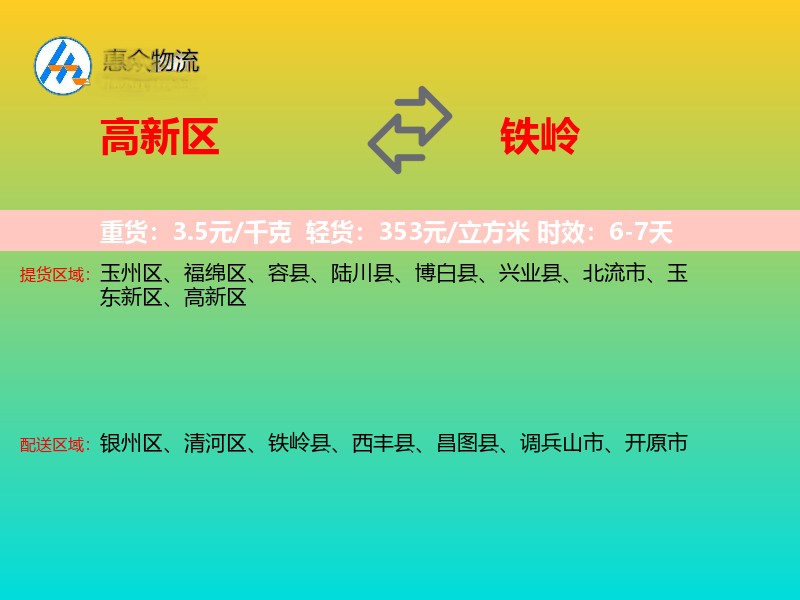 高新区到铁岭物流专线