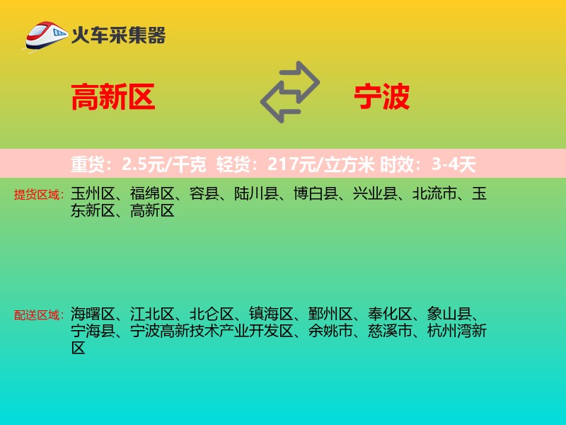 高新区到宁波物流专线