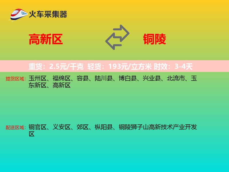 高新区到铜陵物流专线