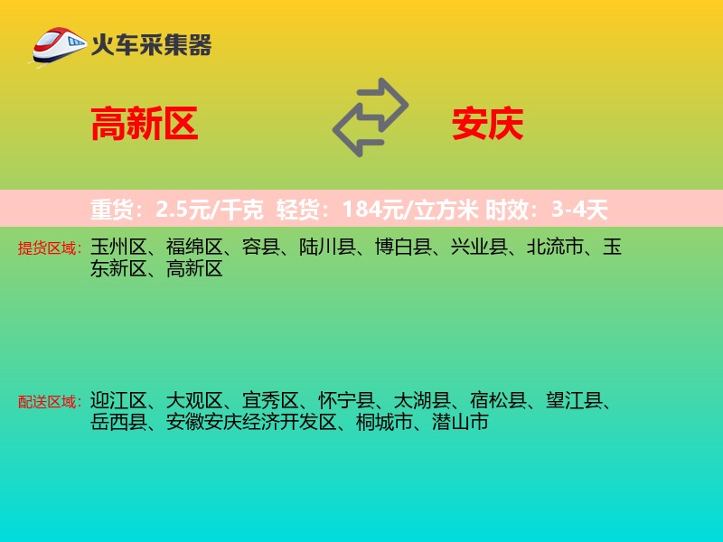 高新区到安庆物流专线