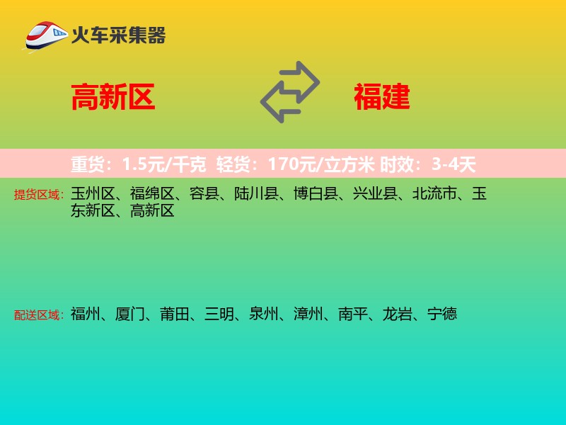 高新区到福建物流专线