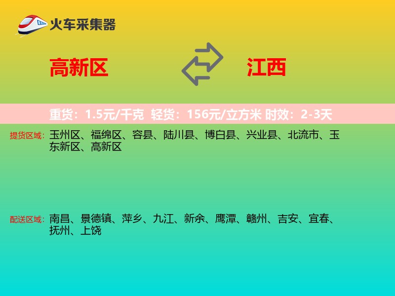 高新区到江西物流专线