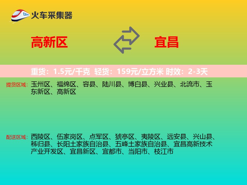高新区到宜昌物流专线
